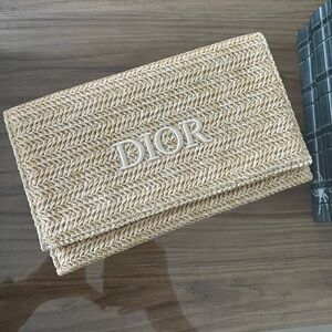 NEW Dior Raffia Clutch Beauty Bag